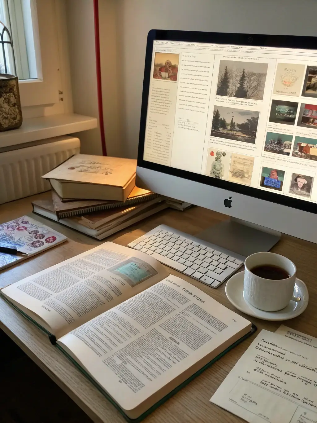A photograph of a digital archive interface displaying digitized Tzigan intellectual works, accessible to researchers and the public.
