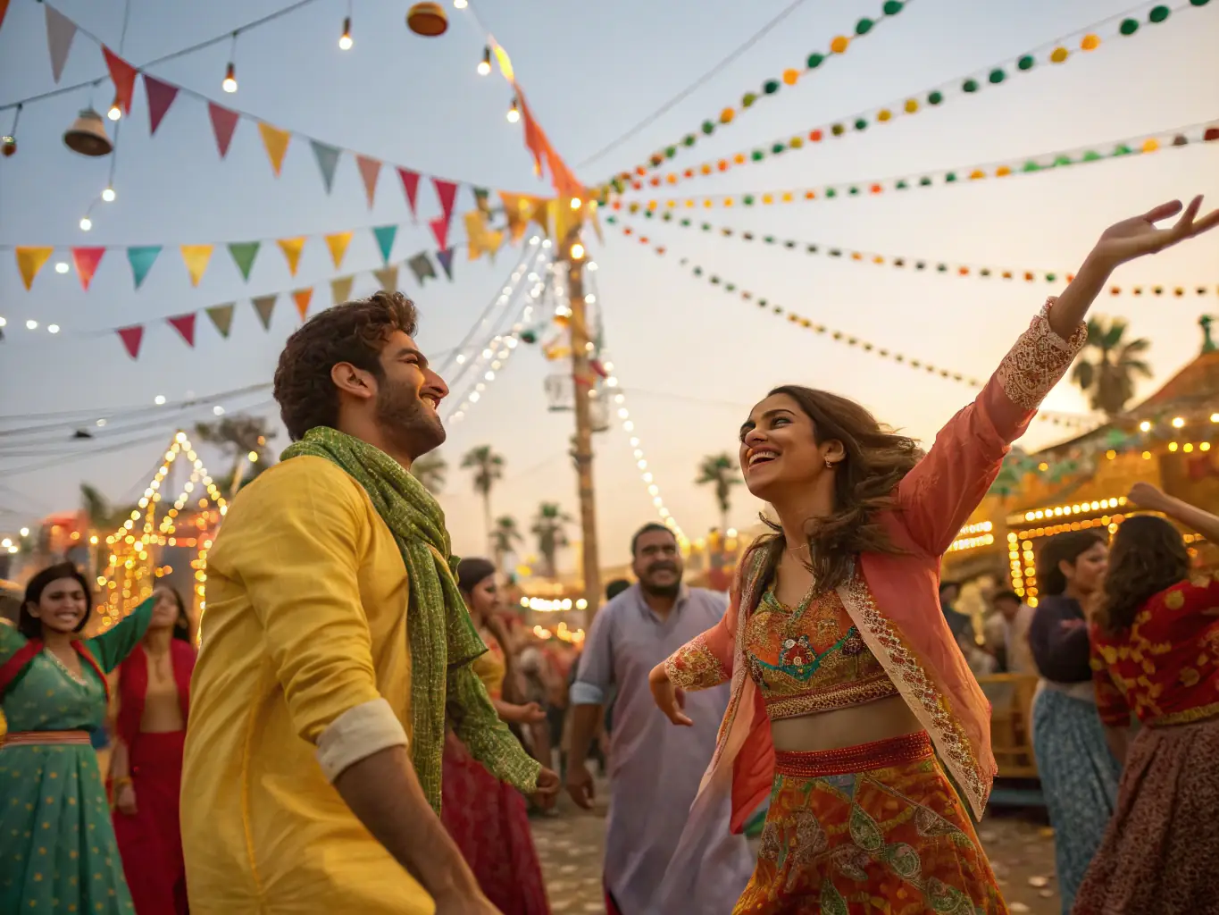 A vibrant image of a community event showcasing Tzigan music, dance, and art. People of all ages are participating and enjoying the festivities, highlighting the richness of Tzigan culture.
